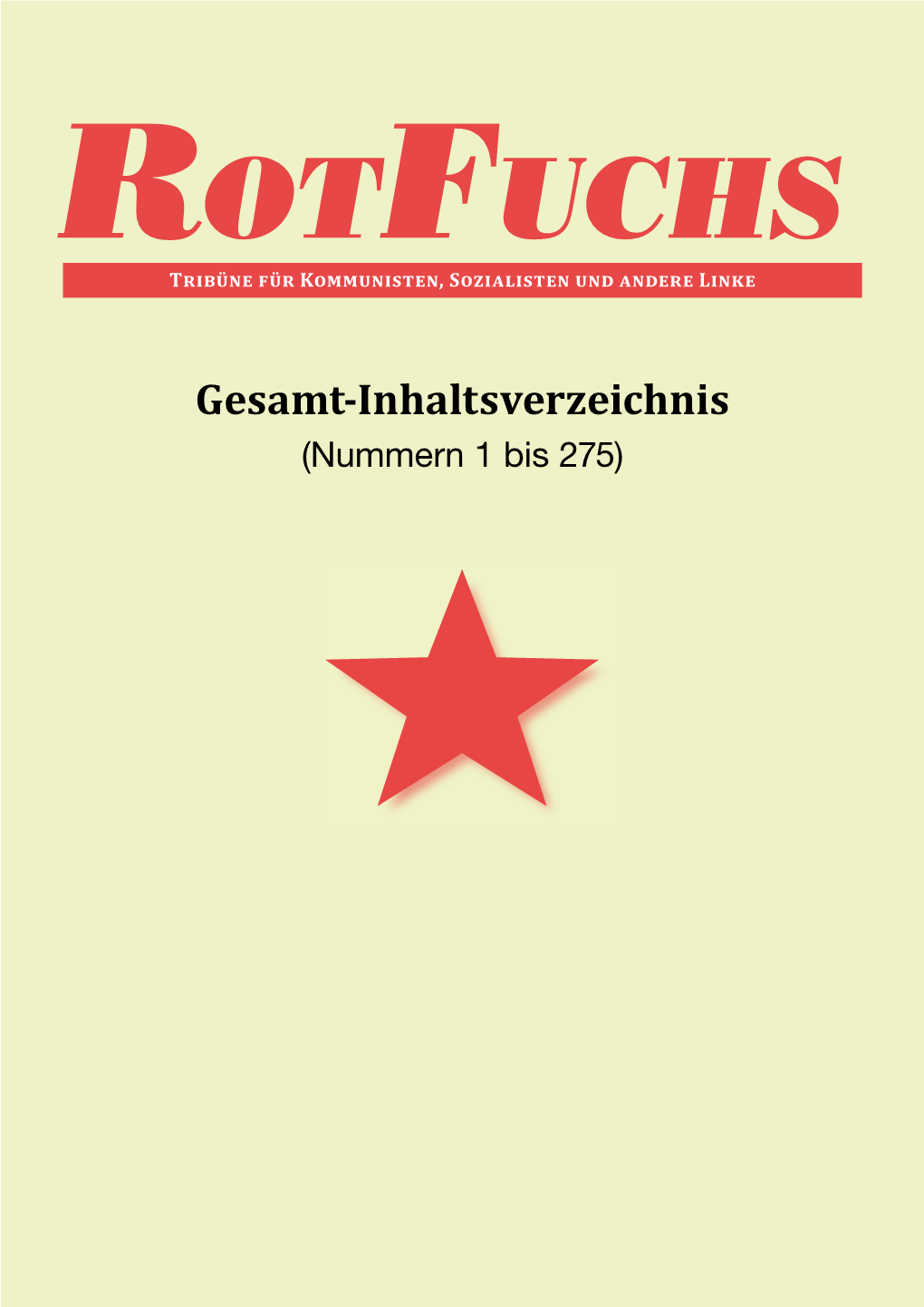 Gesamt-Inhaltsverzeichnis (Nummern 1 Bis 275)