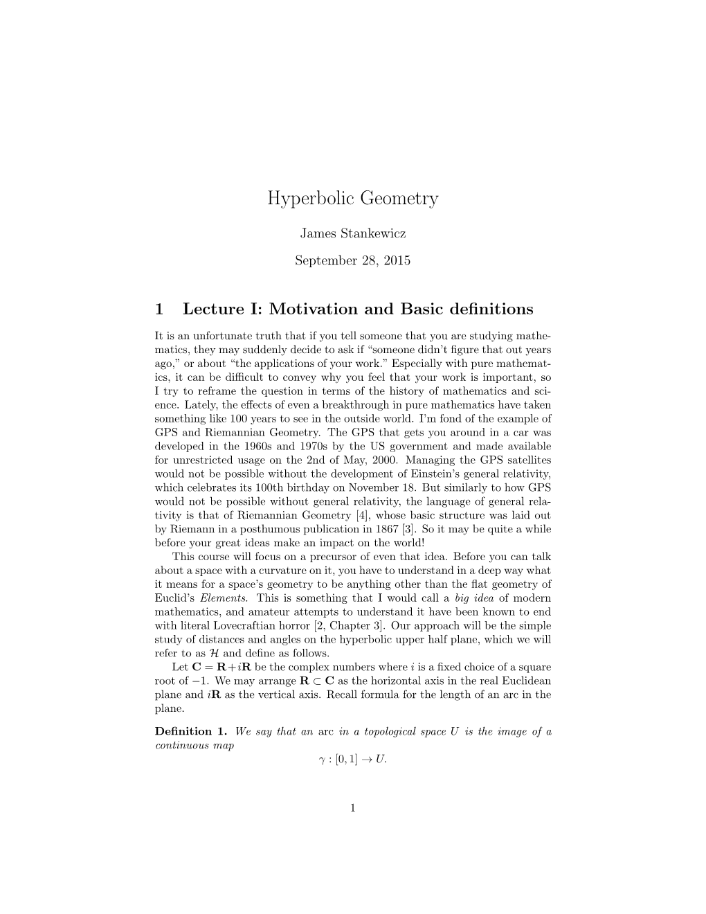 Hyperbolic Geometry