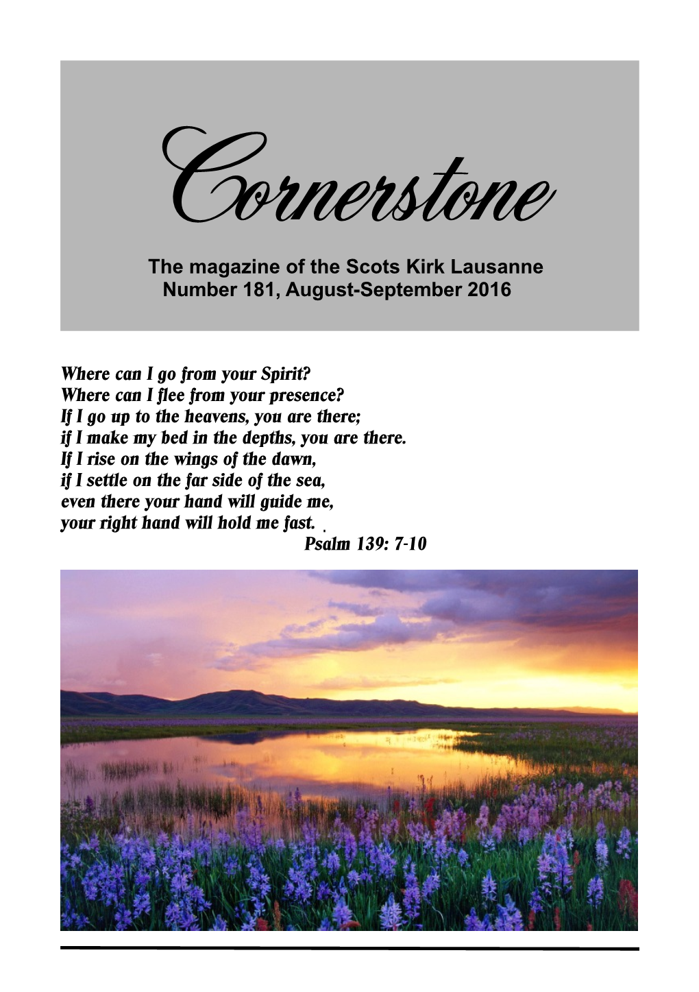 The Magazine of the Scots Kirk Lausanne Number 181, August-September 2016