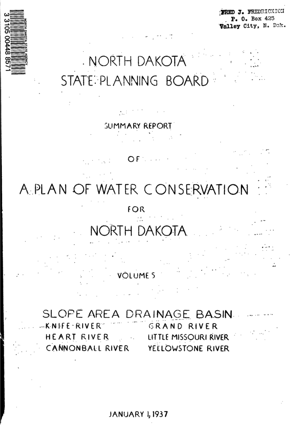 1937 Plan of Water Conservation