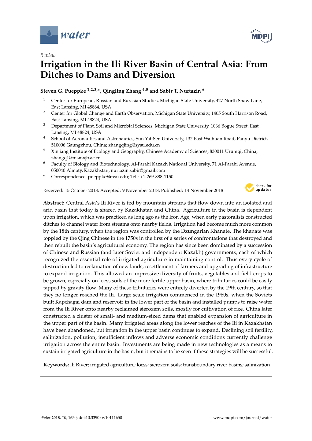 Irrigation in the Ili River Basin of Central Asia: from Ditches to Dams and Diversion