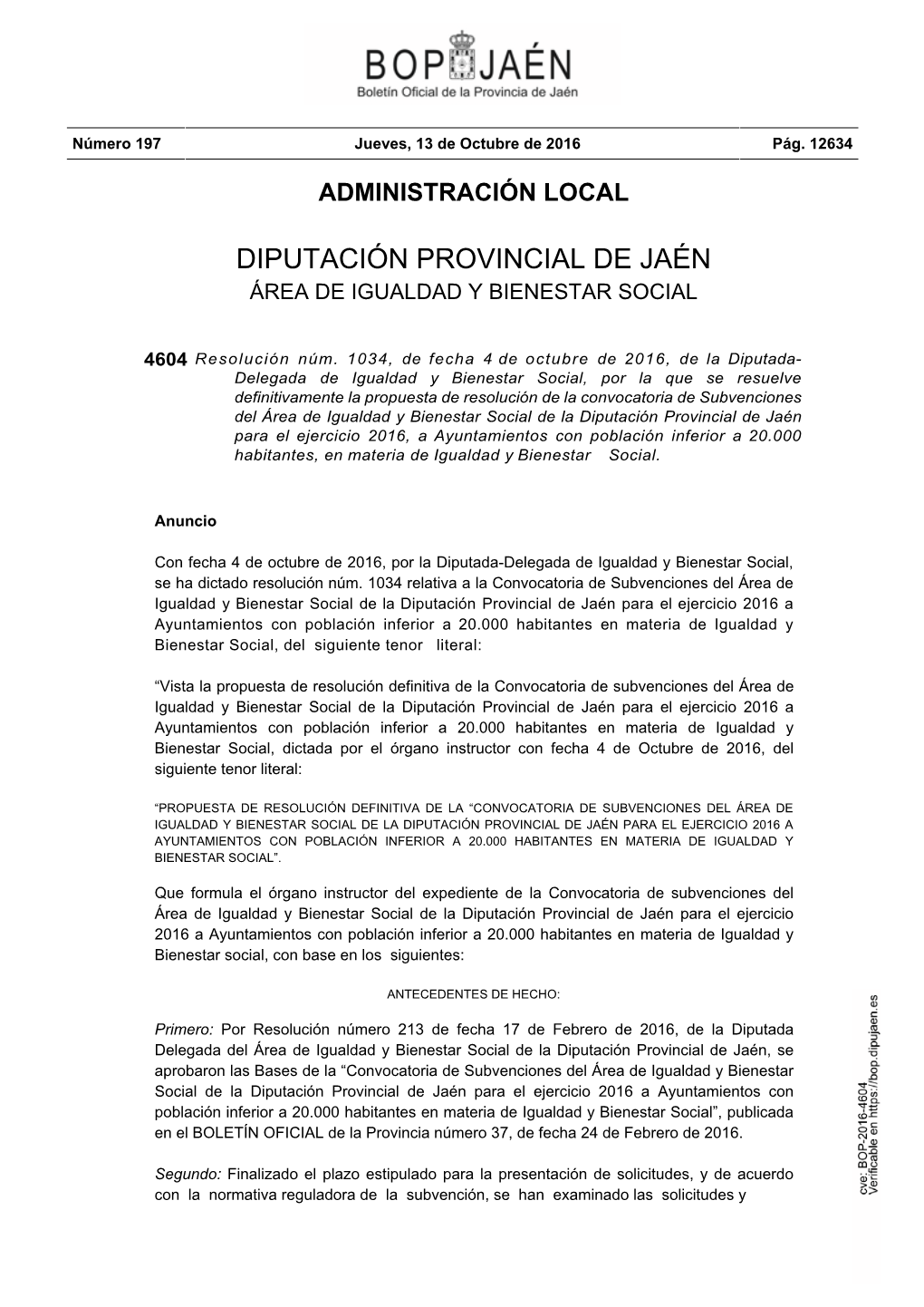 Diputación Provincial De Jaén Área De Igualdad Y Bienestar Social