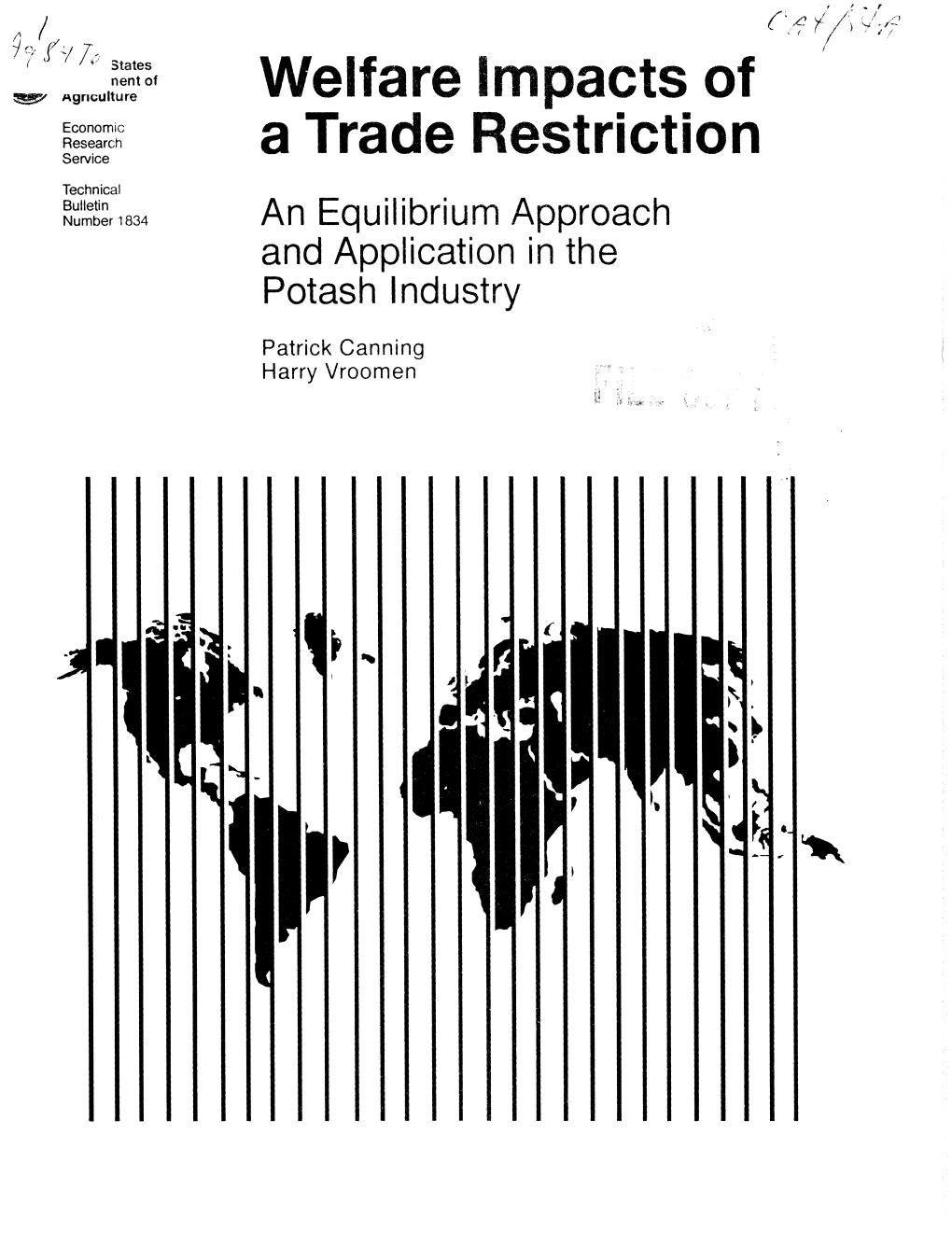 Welfare Impacts of a Trade Restriction: an Equilibrium Approach and Appli- Cation in the Potash Industry (TB-1834)