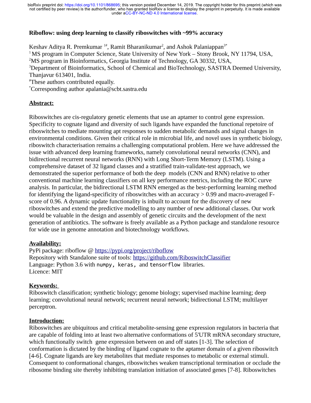 Riboflow: Using Deep Learning to Classify Riboswitches with ~99% Accuracy