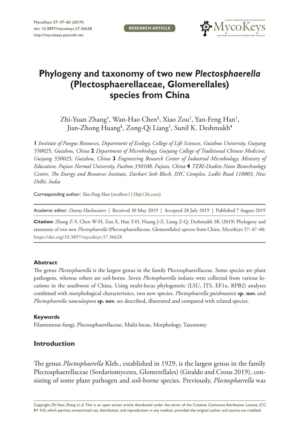 Phylogeny and Taxonomy of Two New Plectosphaerella