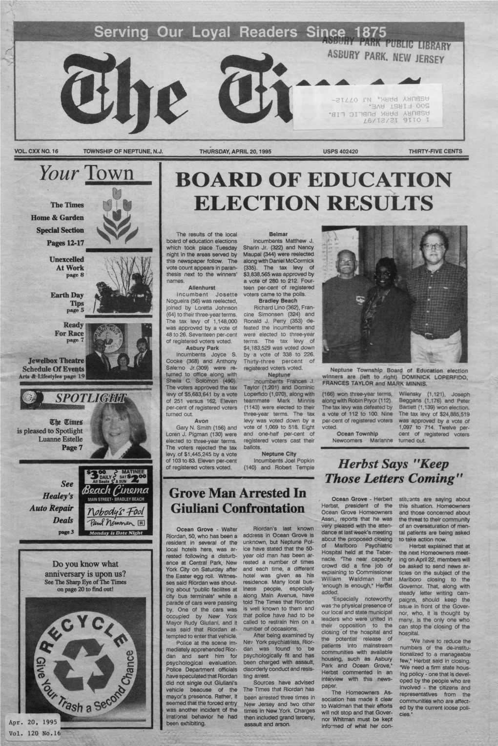 Board of Education Election Results