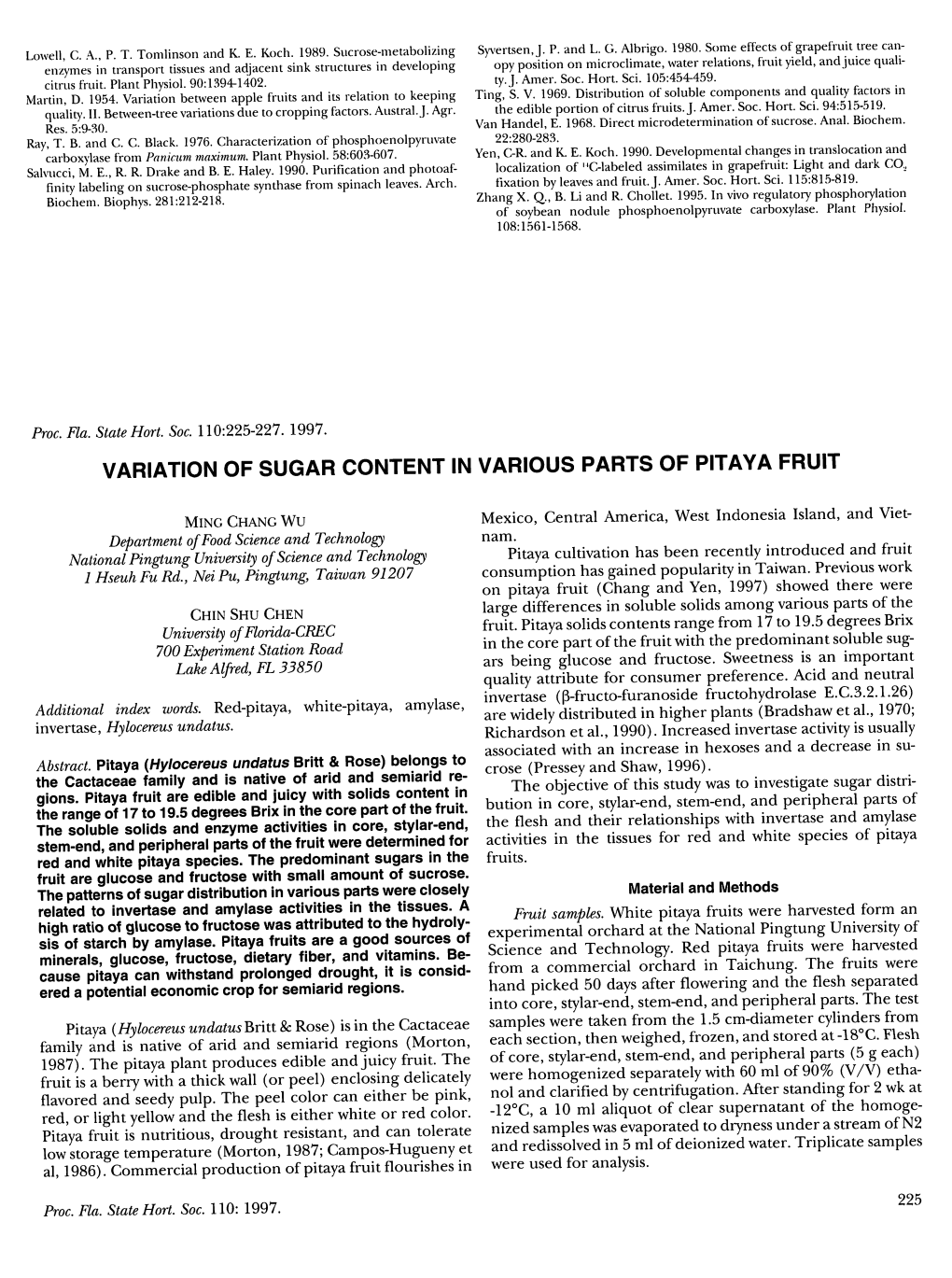 Variation of Sugar Content in Various Parts of Pitaya Fruit