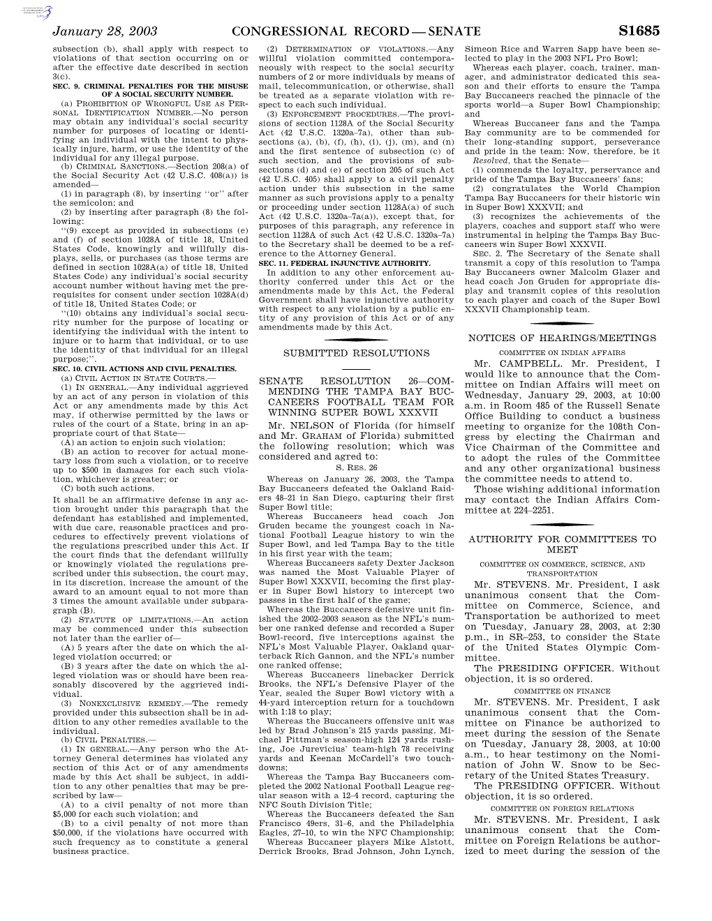 Congressional Record—Senate S1685