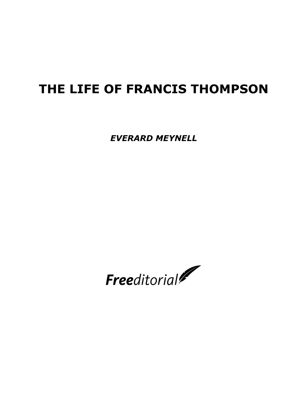 The Life of Francis Thompson