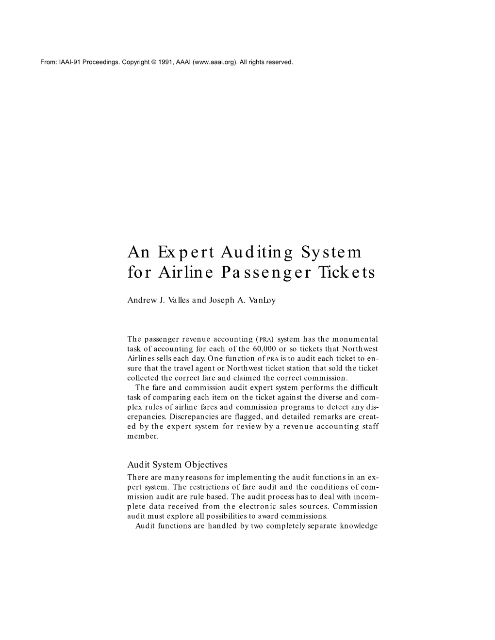 An Expert Auditing System for Airline Passenger Tickets