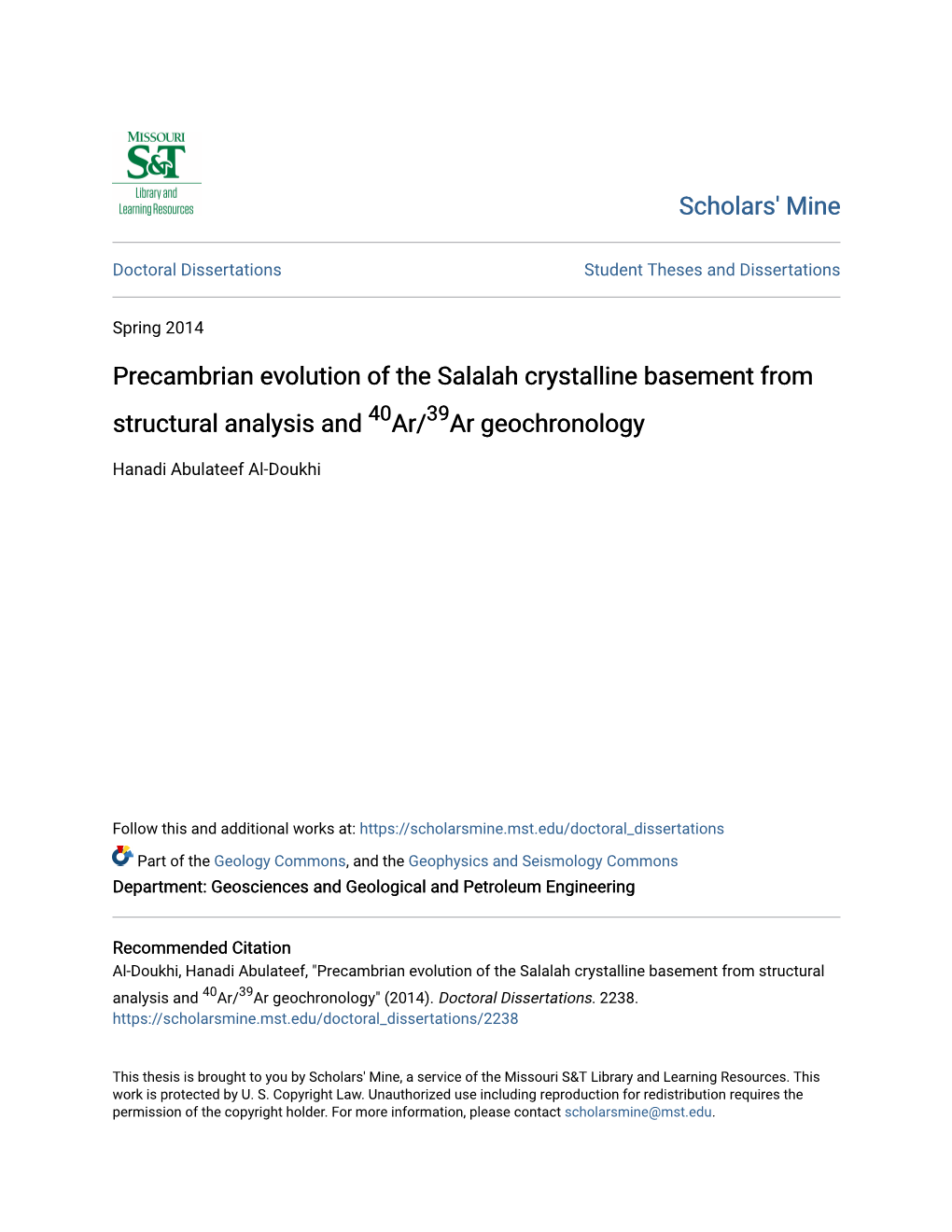 Precambrian Evolution of the Salalah Crystalline Basement from Structural Analysis and 40Ar/39Ar Geochronology