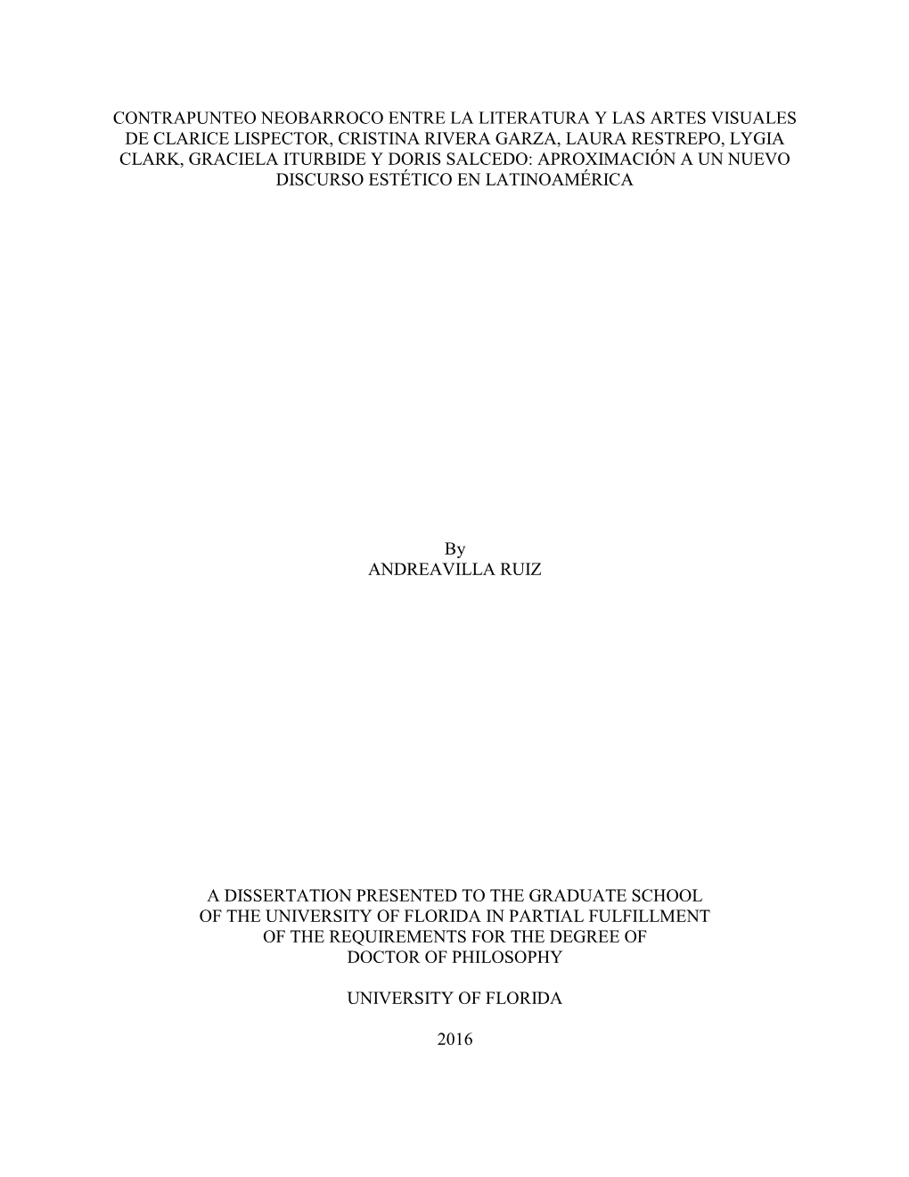 University of Florida Thesis Or Dissertation Formatting Template