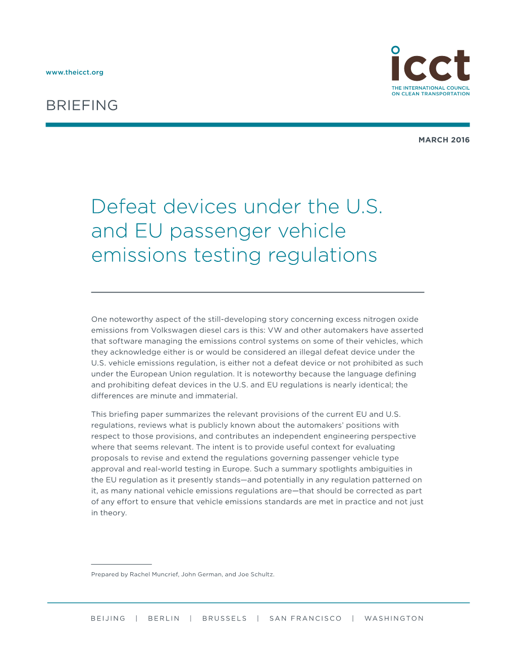 Defeat Devices Under the U.S. and EU Passenger Vehicle Emissions Testing Regulations