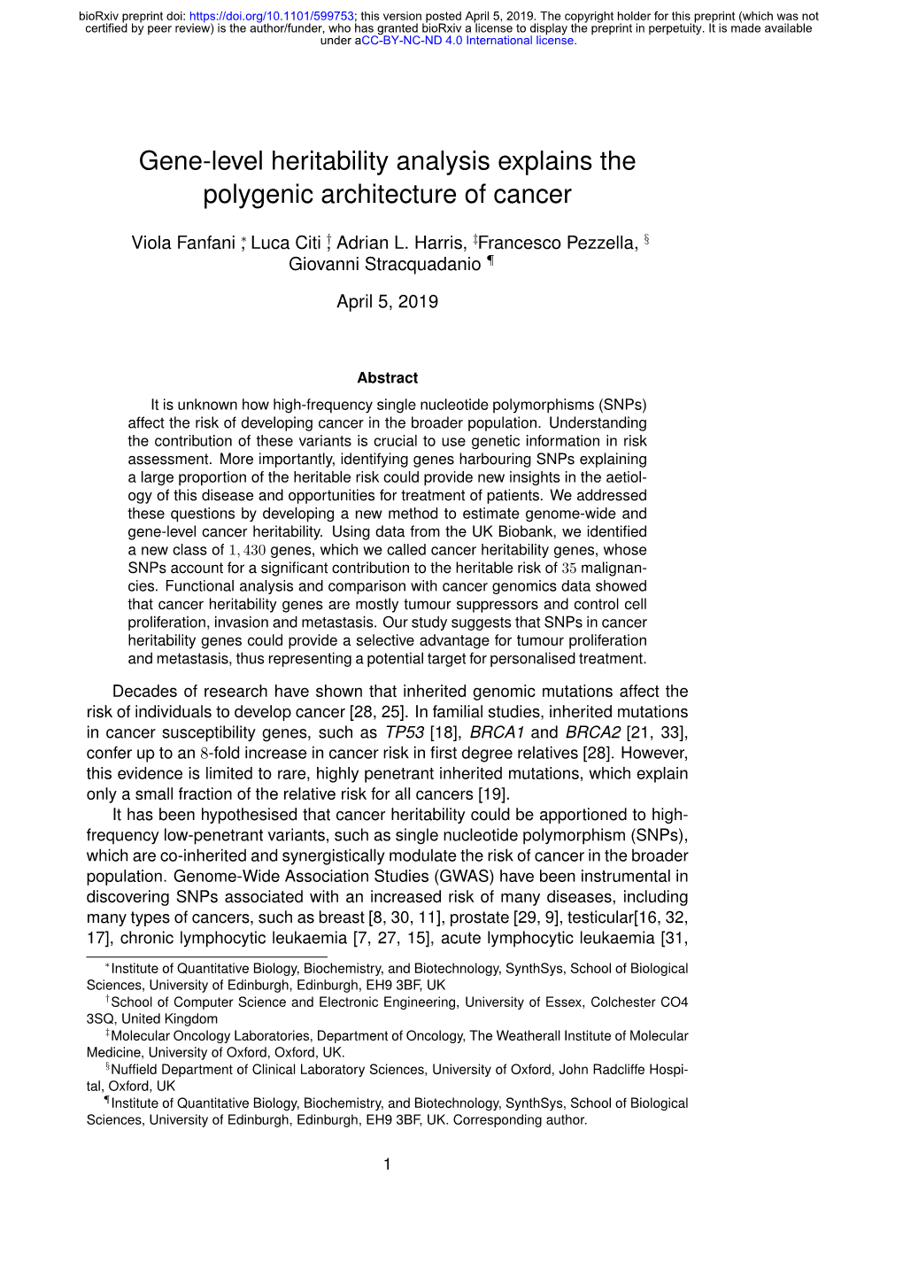 Gene-Level Heritability Analysis Explains the Polygenic Architecture of Cancer