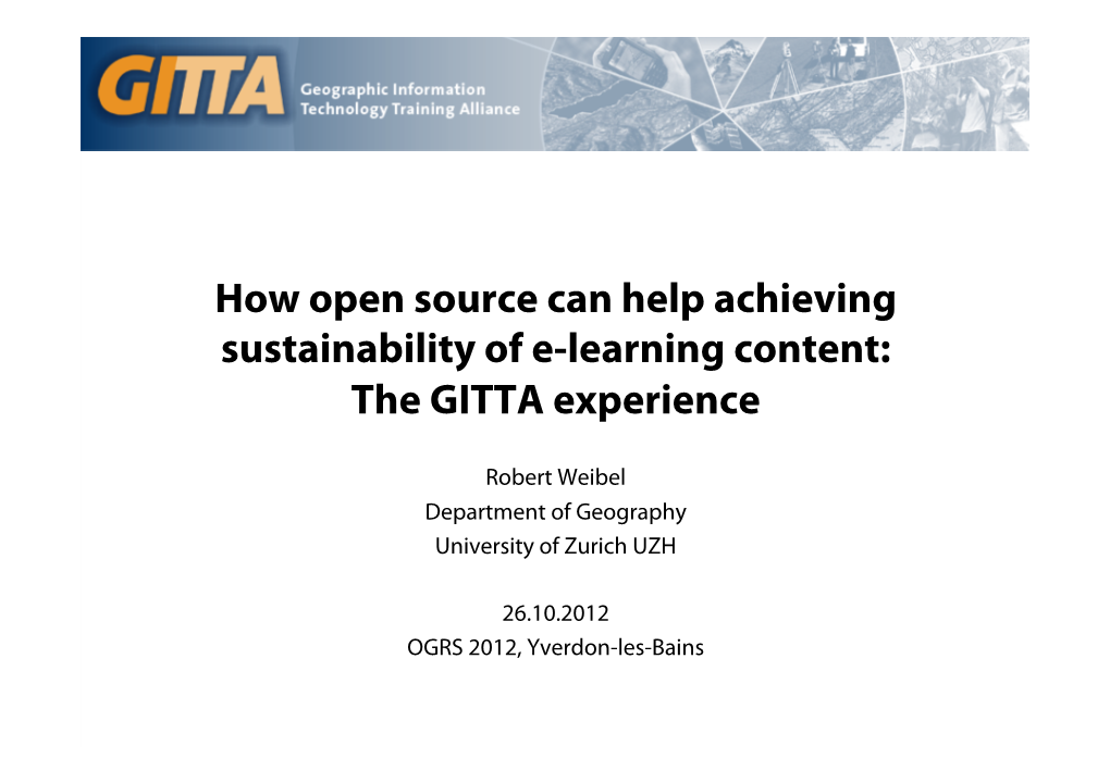 How Open Source Can Help Achieving Sustainability of E-Learning Content: the GITTA Experience