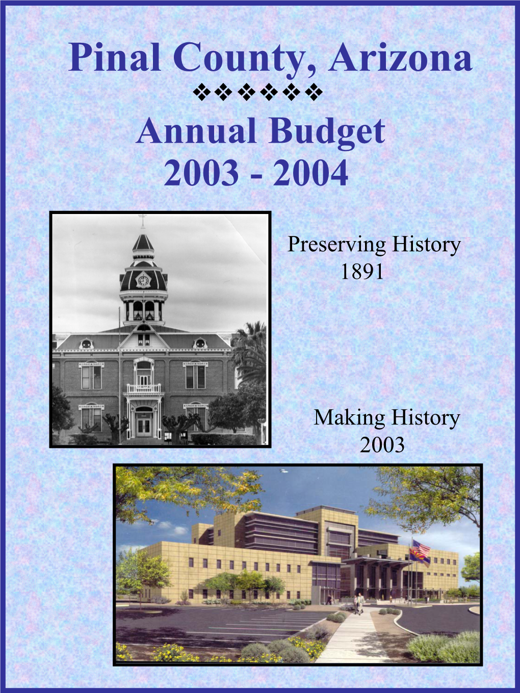 Pinal County, Arizona ˜˜˜˜˜˜ Annual Budget 2003 - 2004