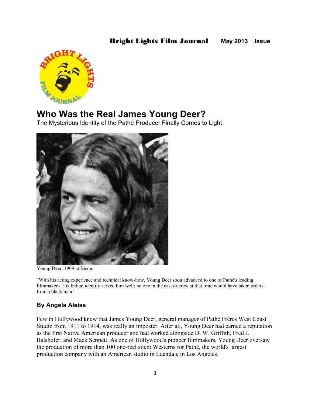 Who Was the Real James Young Deer? the Mysterious Identity of the Pathè Producer Finally Comes to Light