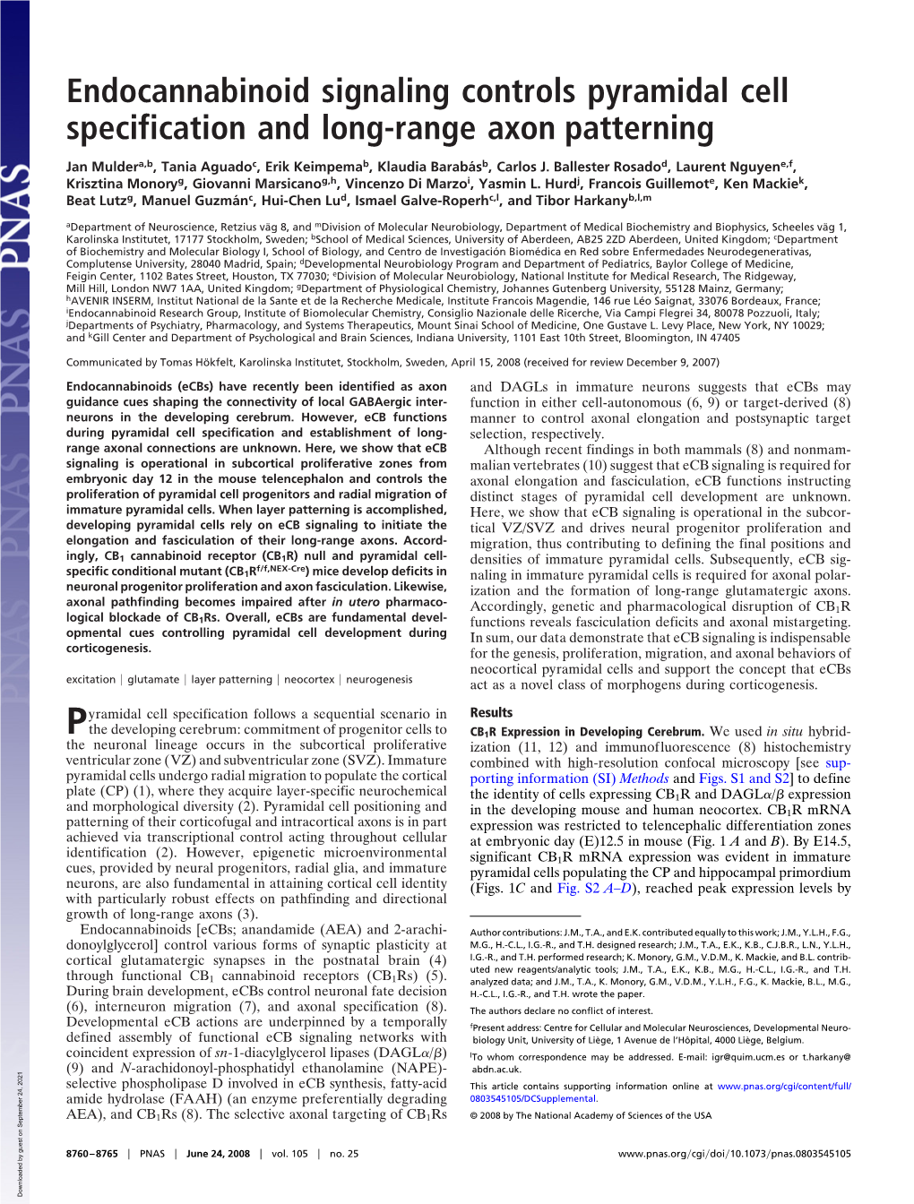 Endocannabinoid Signaling Controls Pyramidal Cell Specification and Long-Range Axon Patterning