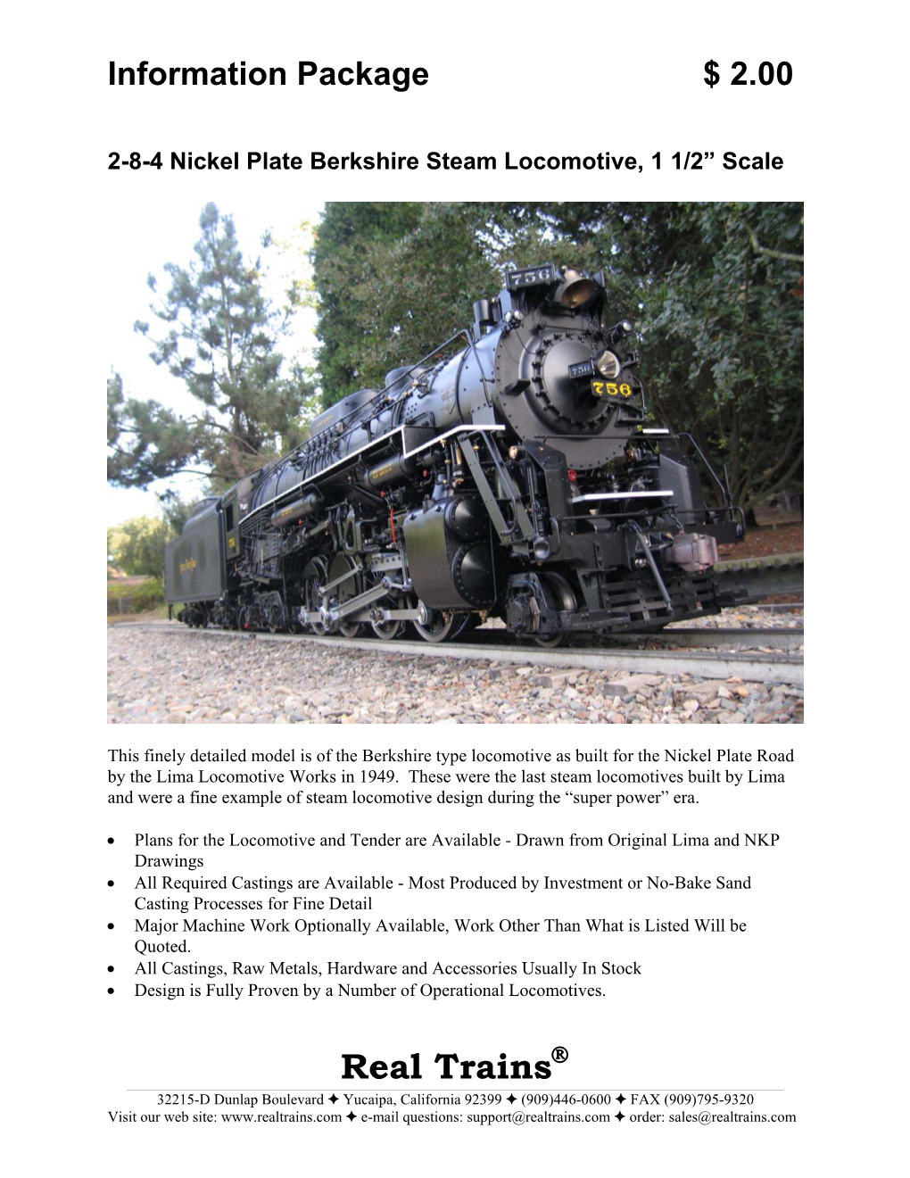 Berkshire Steam Locomotive, 1 1/2” Scale