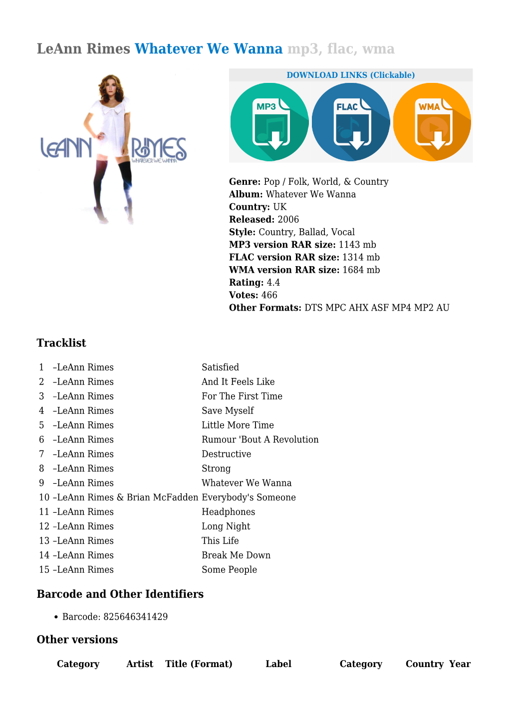 Leann Rimes Whatever We Wanna Mp3, Flac, Wma