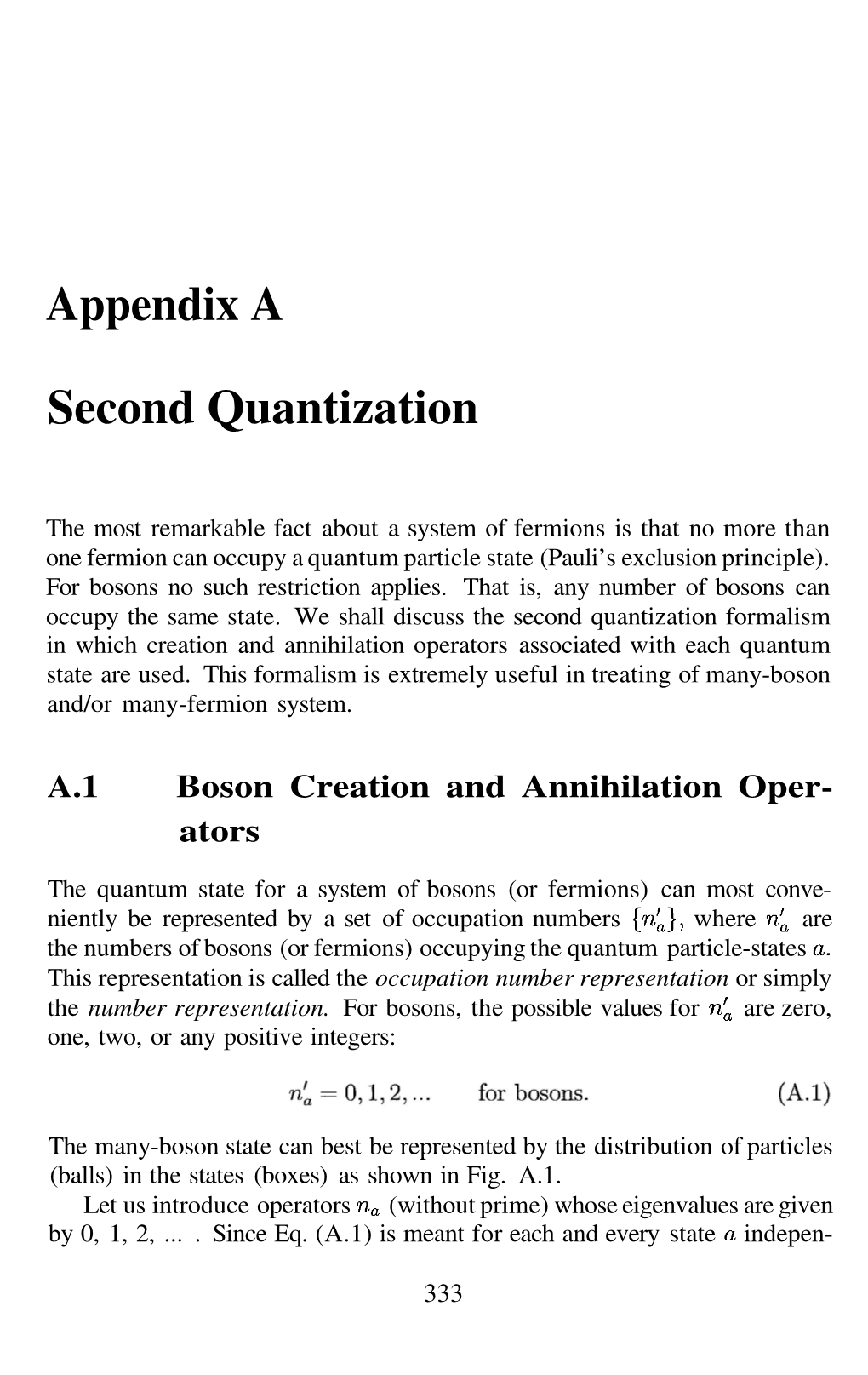 Appendix a Second Quantization