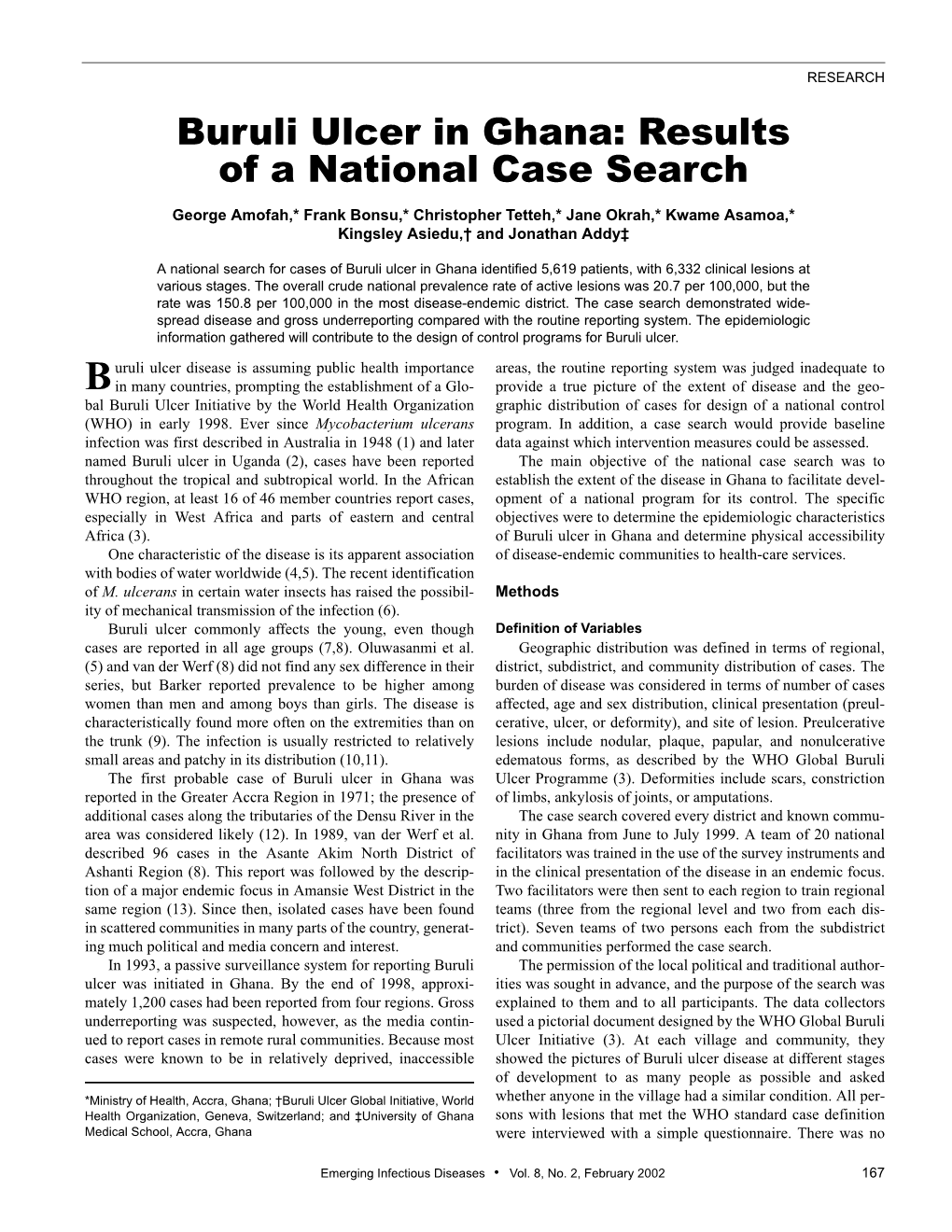 Buruli Ulcer in Ghana: Results of a National Case Search