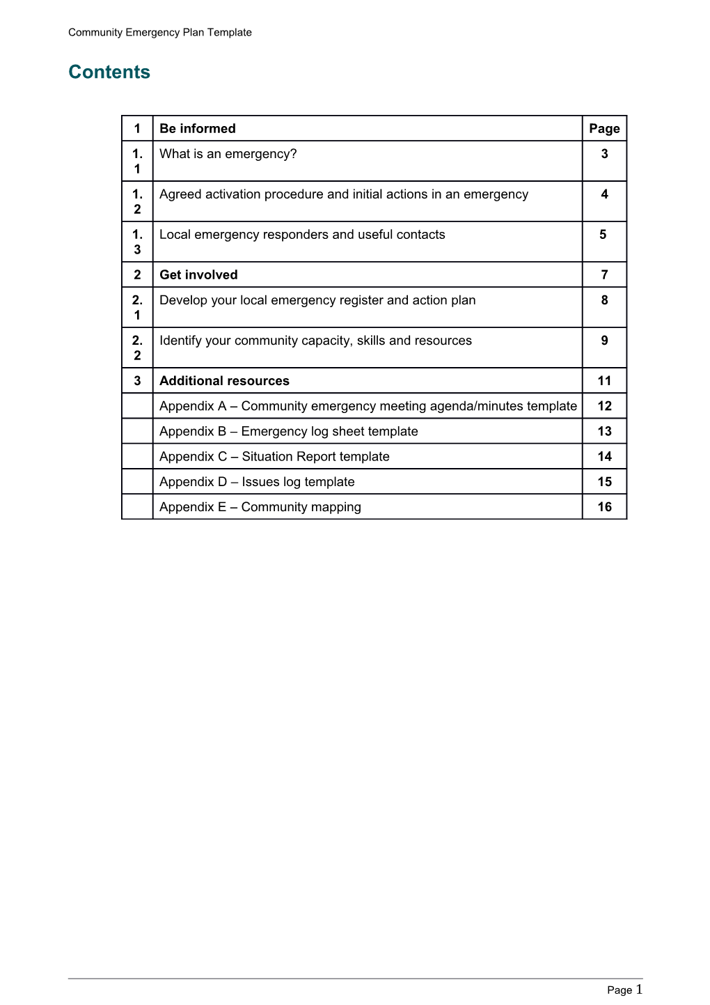 1.2 Agreed Activation Procedure and Initial Actions in an Emergency