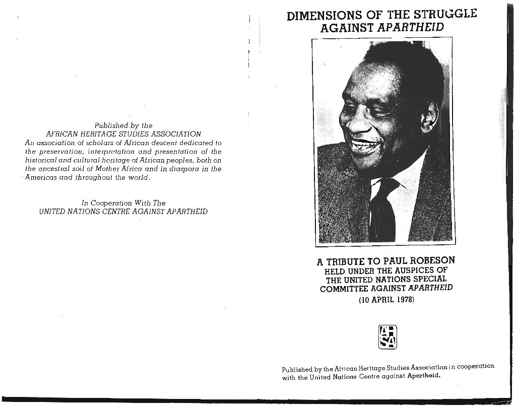 Dimensions of the Struggle Against Apartheid