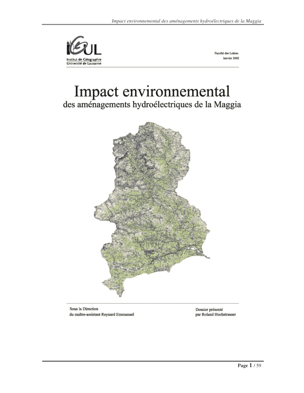 Impact Environnemental Des Aménagements Hydroélectriques De La Maggia Page 1 / 59