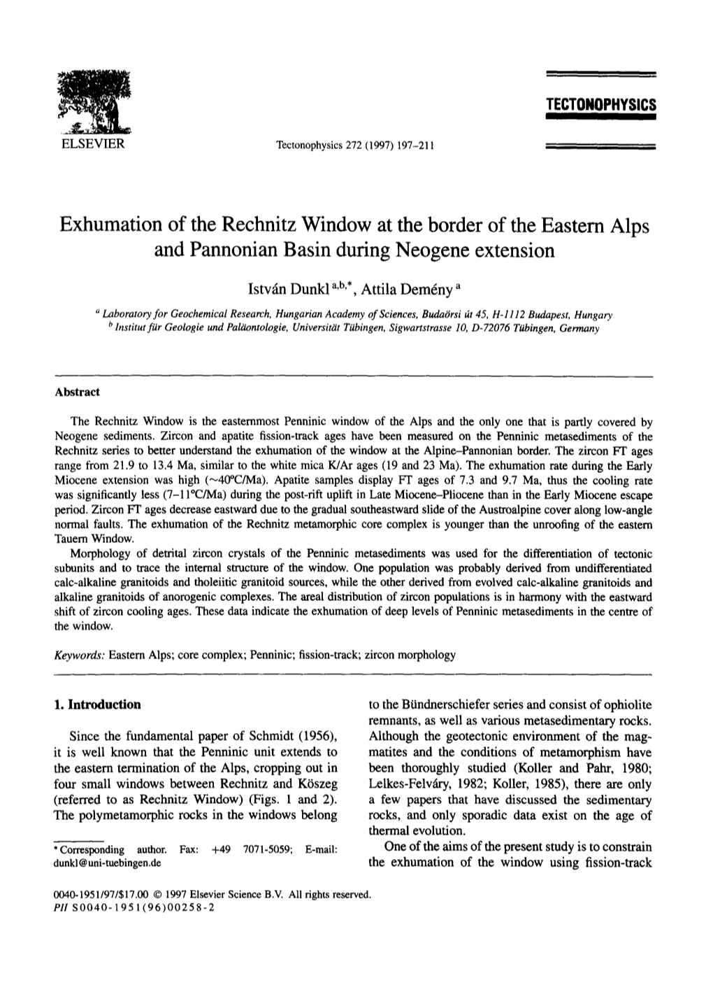 Exhumation of the Rechnitz Window at the Border of the Eastern Alps and Pannonian Basin During Neogene Extension