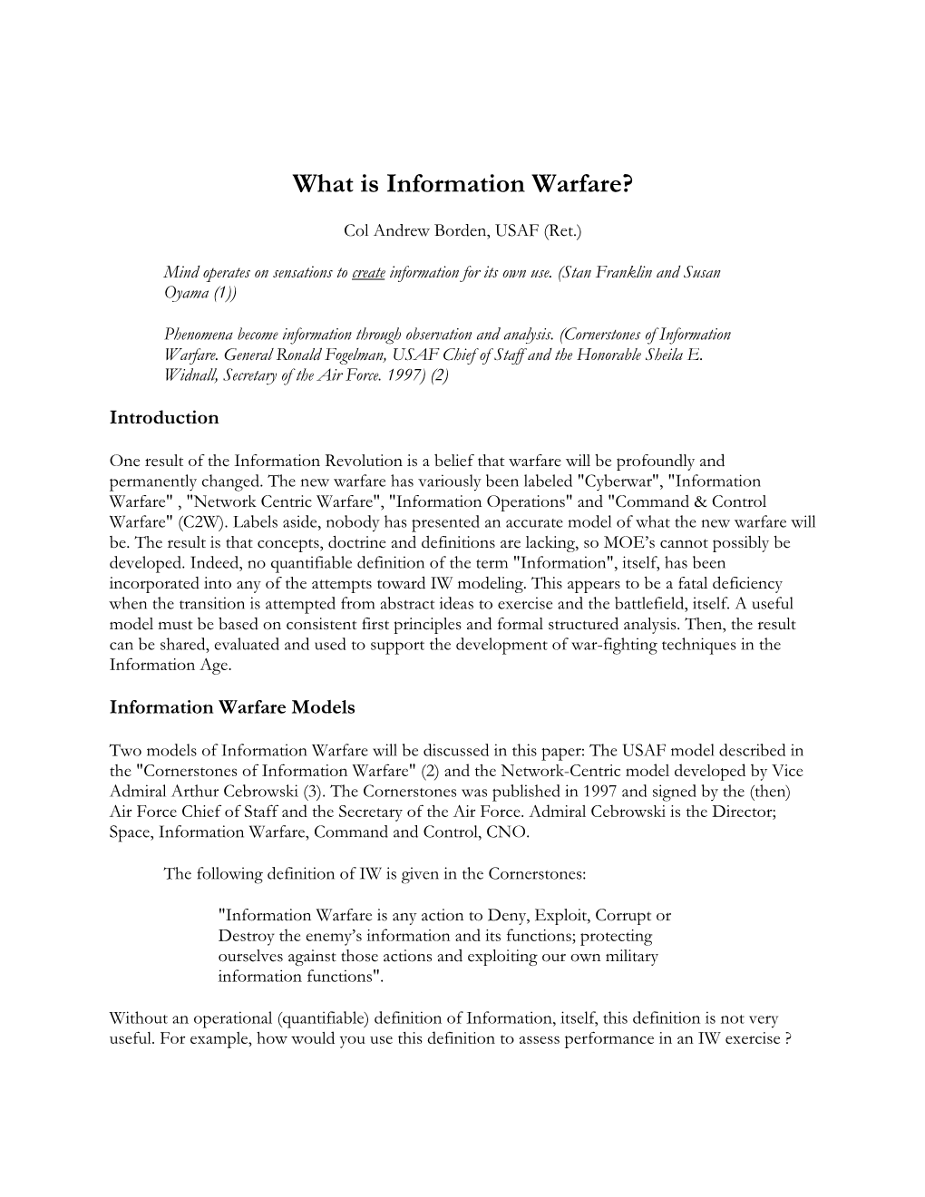 What Is Information Warfare?