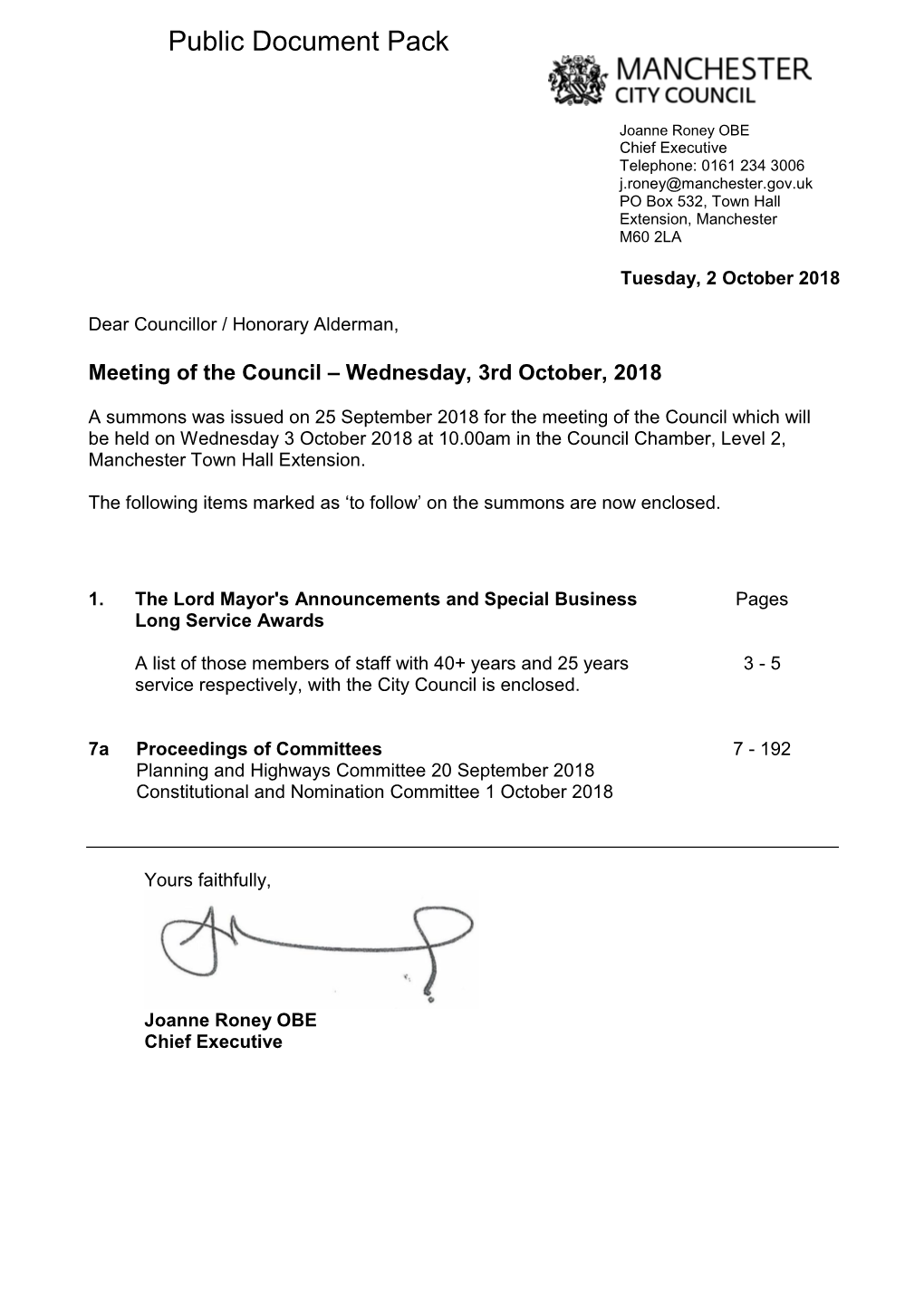 (Public Pack)Supplementary Agenda Pack 2 Agenda Supplement for Council, 03/10/2018 10:00