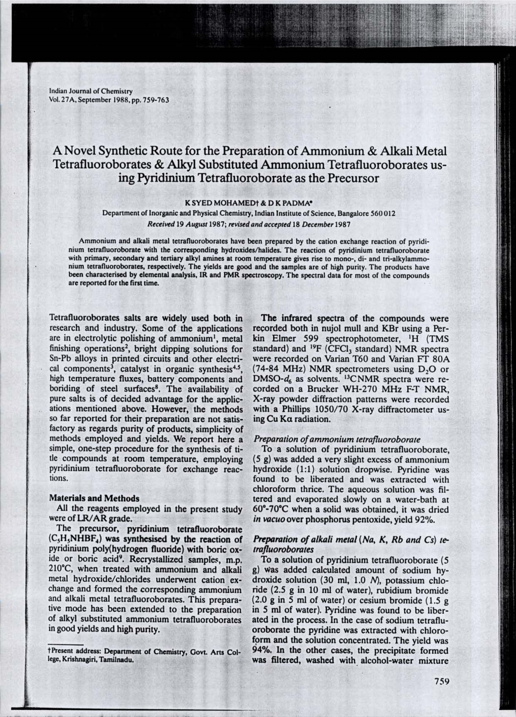 A Novel Synthetic Route for the Preparation Of