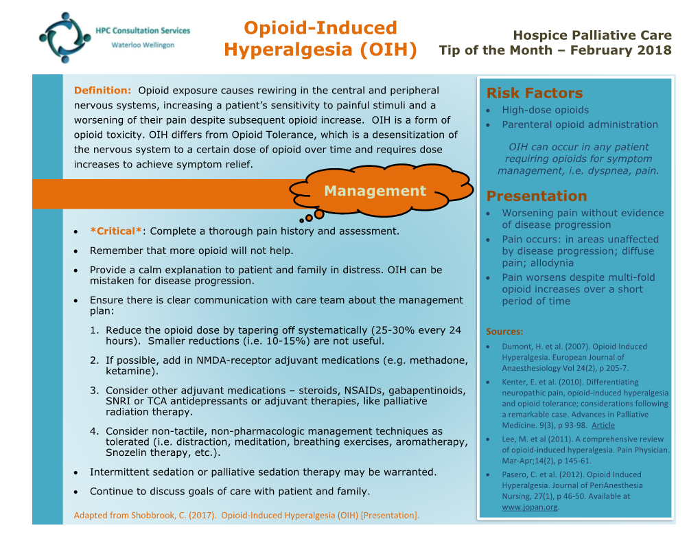 Opioid-Induced Hyperalgesia (OIH) [Presentation]