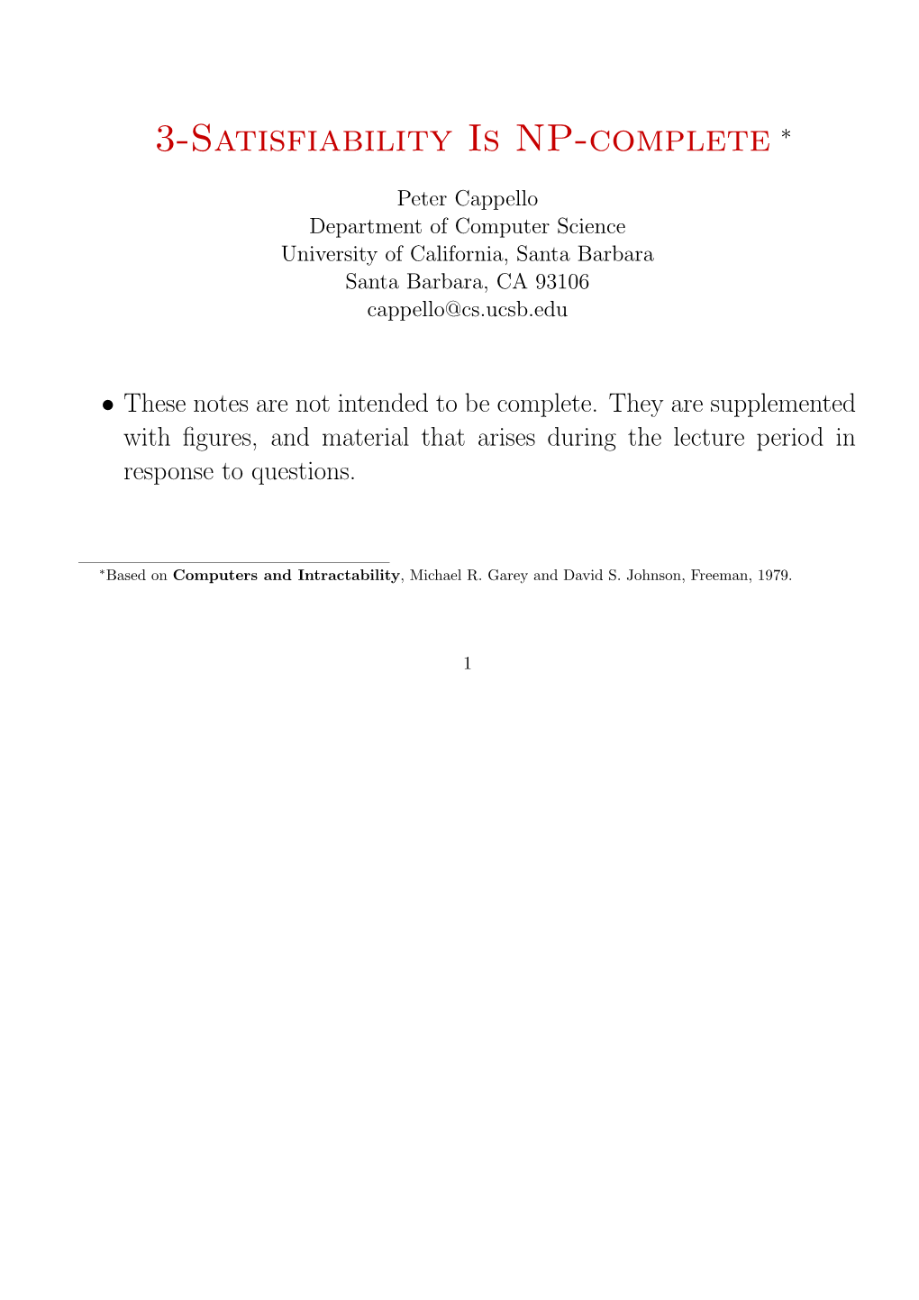 3-Satisfiability Is NP-Complete ∗