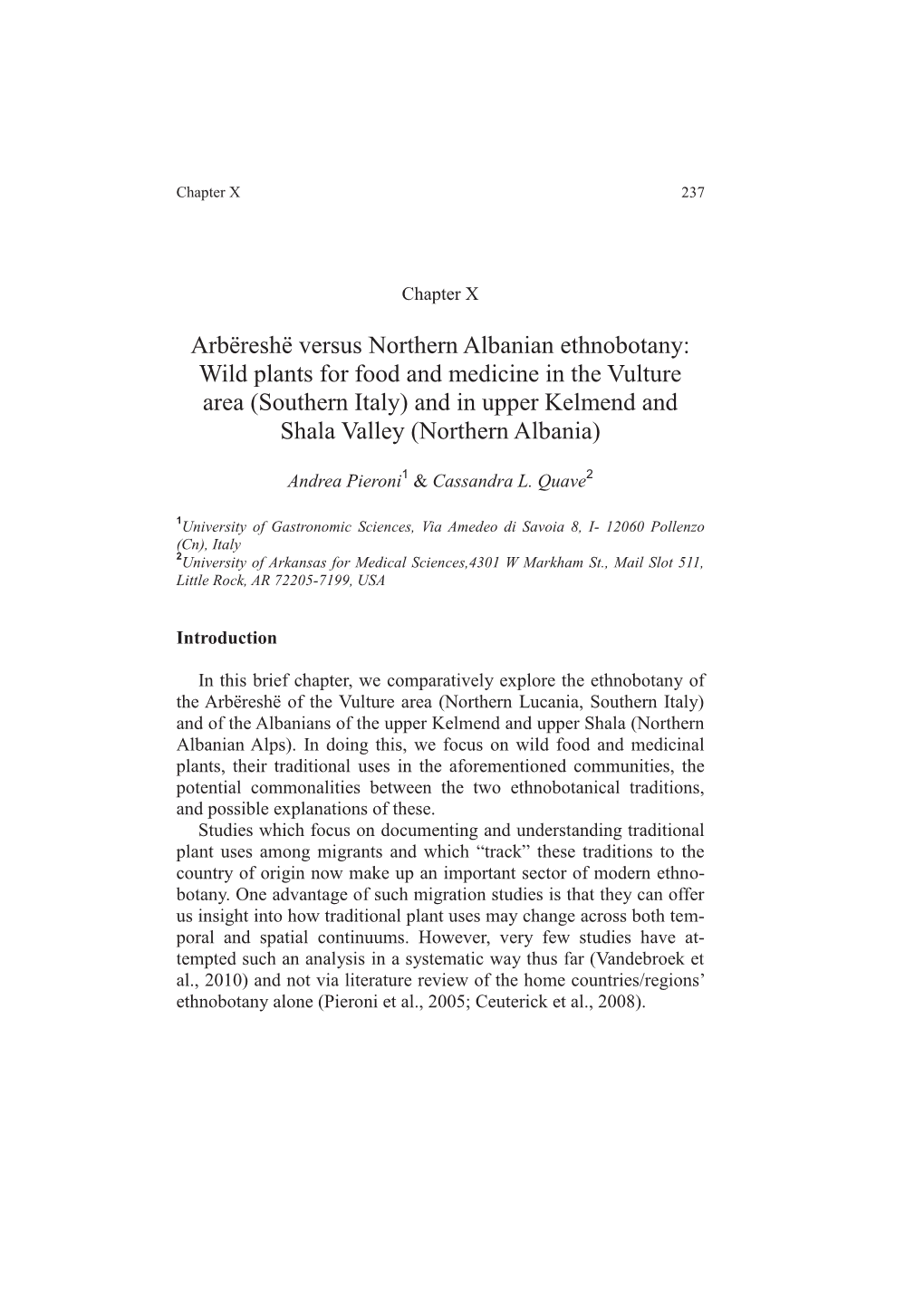 Arbëreshë Versus Northern Albanian Ethnobotany: Wild