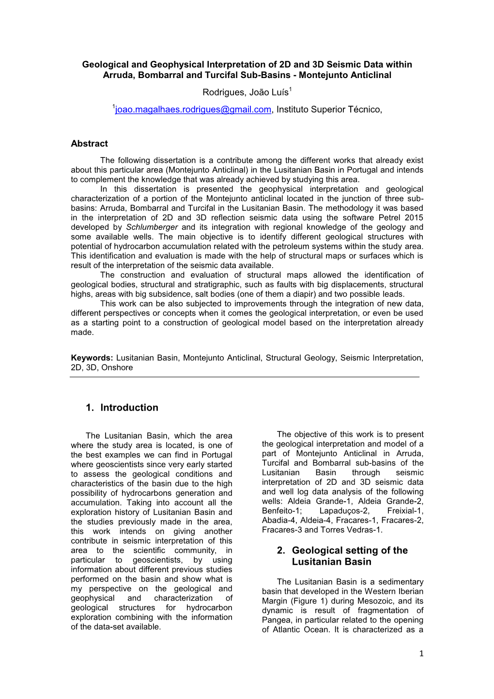 1. Introduction 2. Geological Setting of the Lusitanian Basin