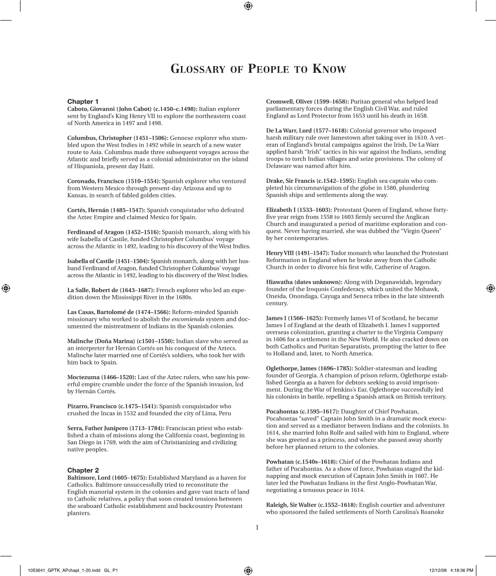 Glossary of People to Know