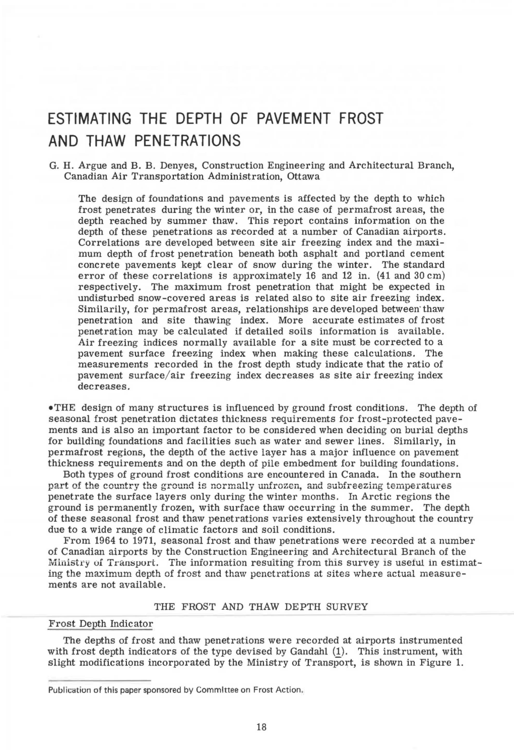 Estimating the Depth of Pavement Frost and Thaw Penetrations