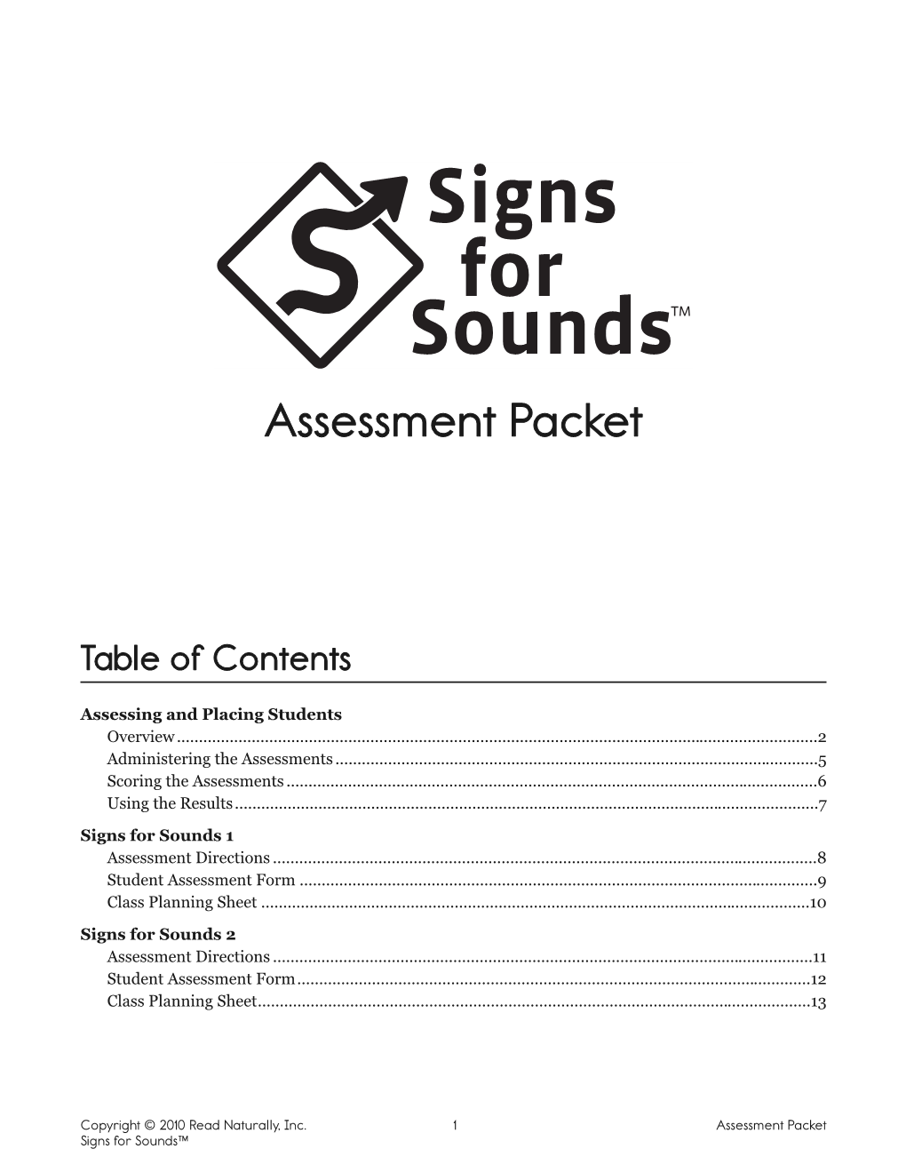 Signs for Sounds Assessment Packet (Levels 1 & 2)