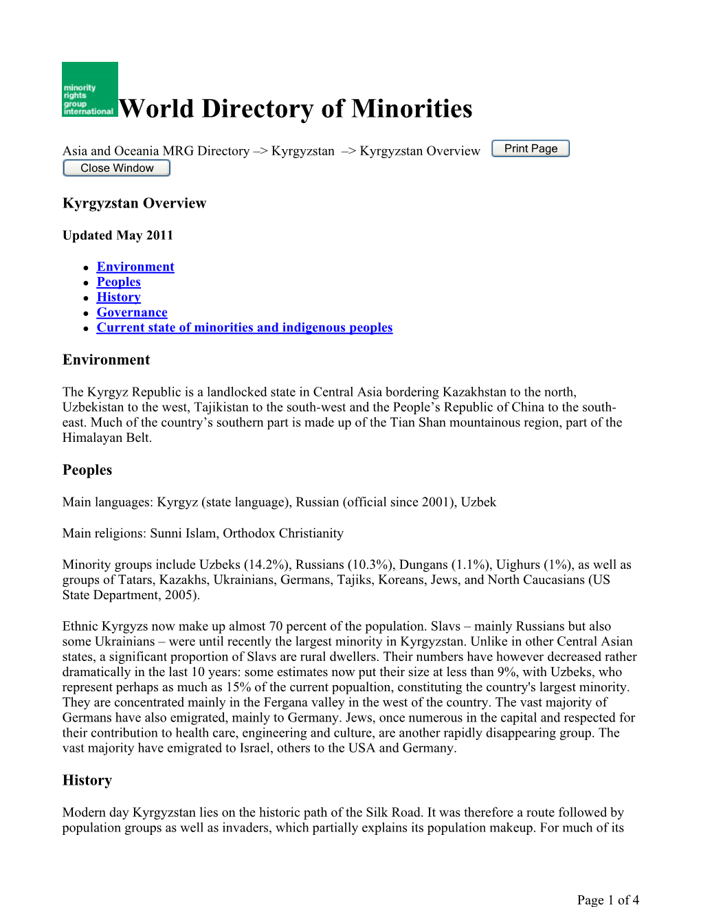 World Directory of Minorities