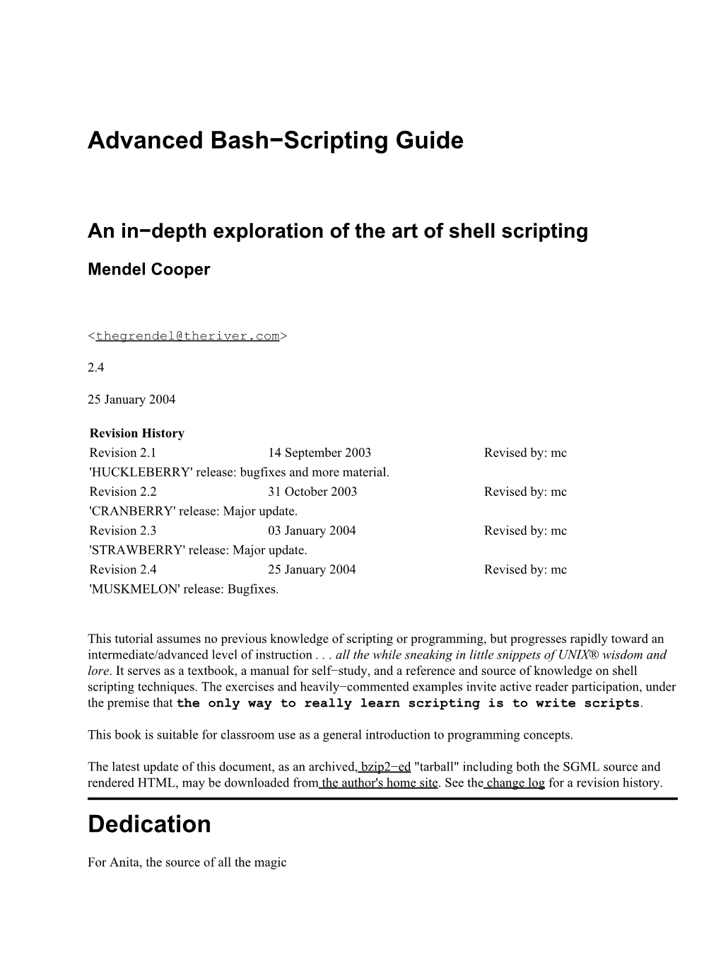 Advanced Bash-Scripting Guide