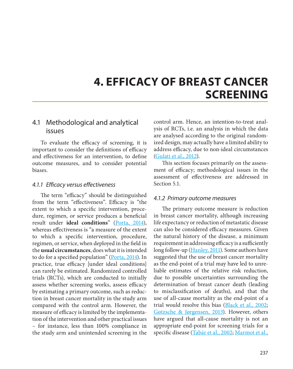 4. Efficacy of Breast Cancer Screening