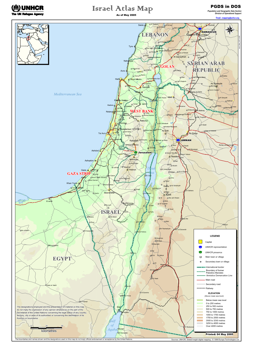 Israel Atlas Map Population and Geographic Data Section Division of Operational Support As of May 2005 Email : Mapping@Unhcr.Org