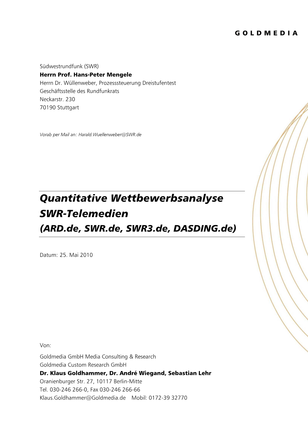 Quantitative Wettbewerbsanalyse SWR-Telemedien (ARD.De, SWR.De, SWR3.De, DASDING.De)