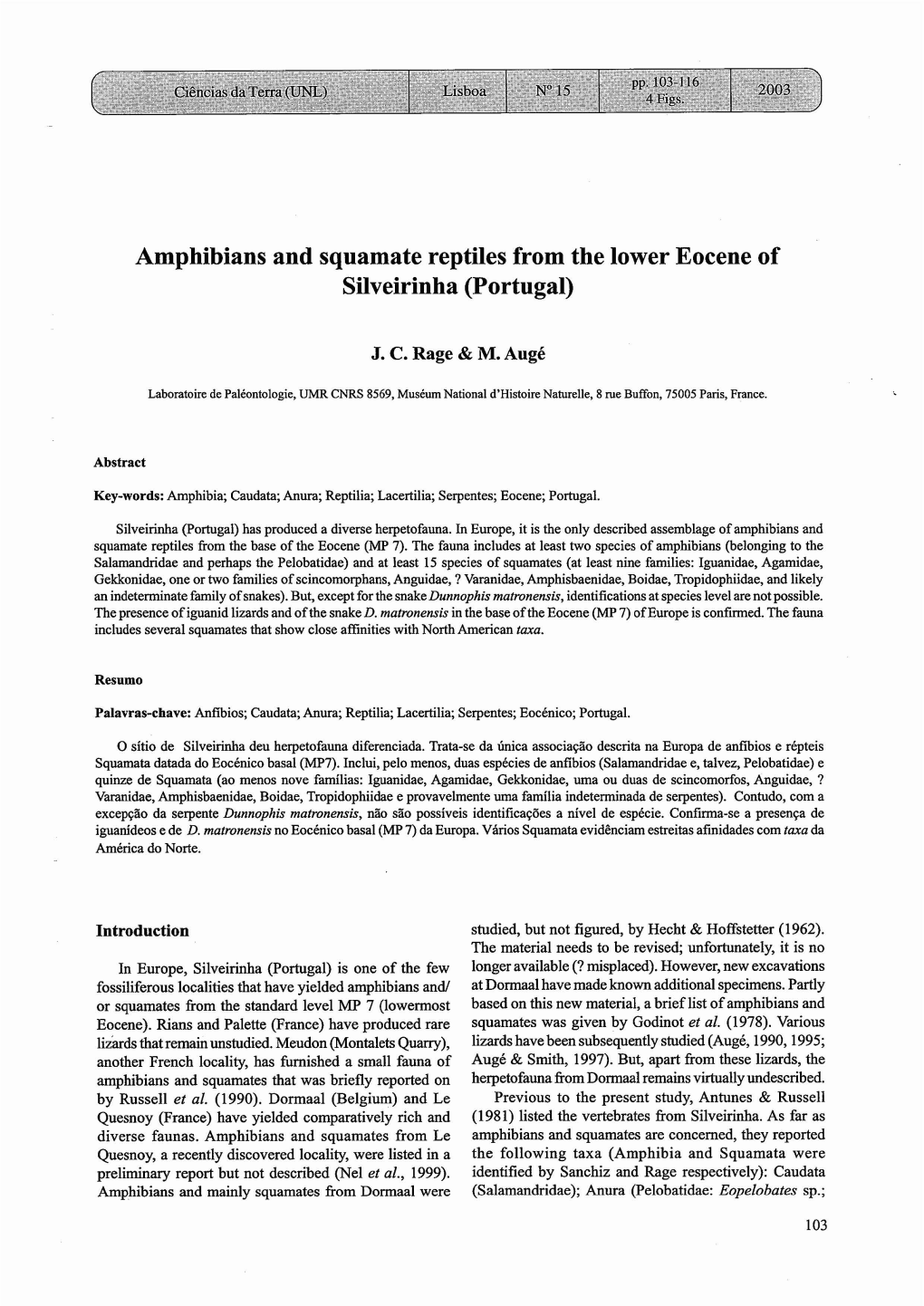 Amphibians and Squamate Reptiles from the Lower Eocene of Silveirinha (Portugal)