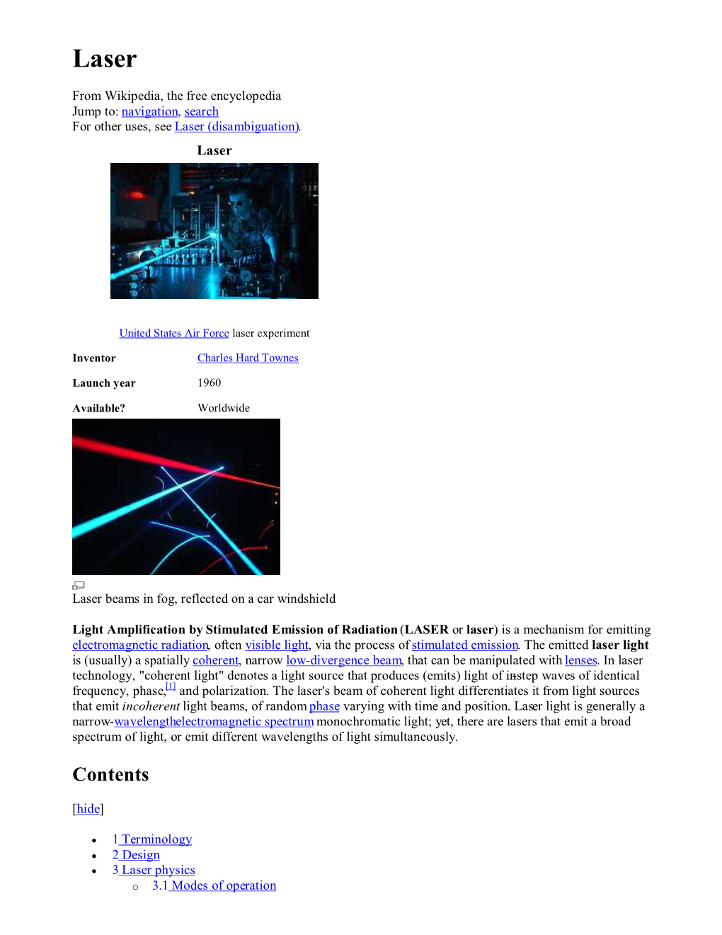 Lasers As Weapons Y 9 Fictional Predictions Y 10 See Also Y 11 Notes and References Y 12 Further Reading Y 13 External Links