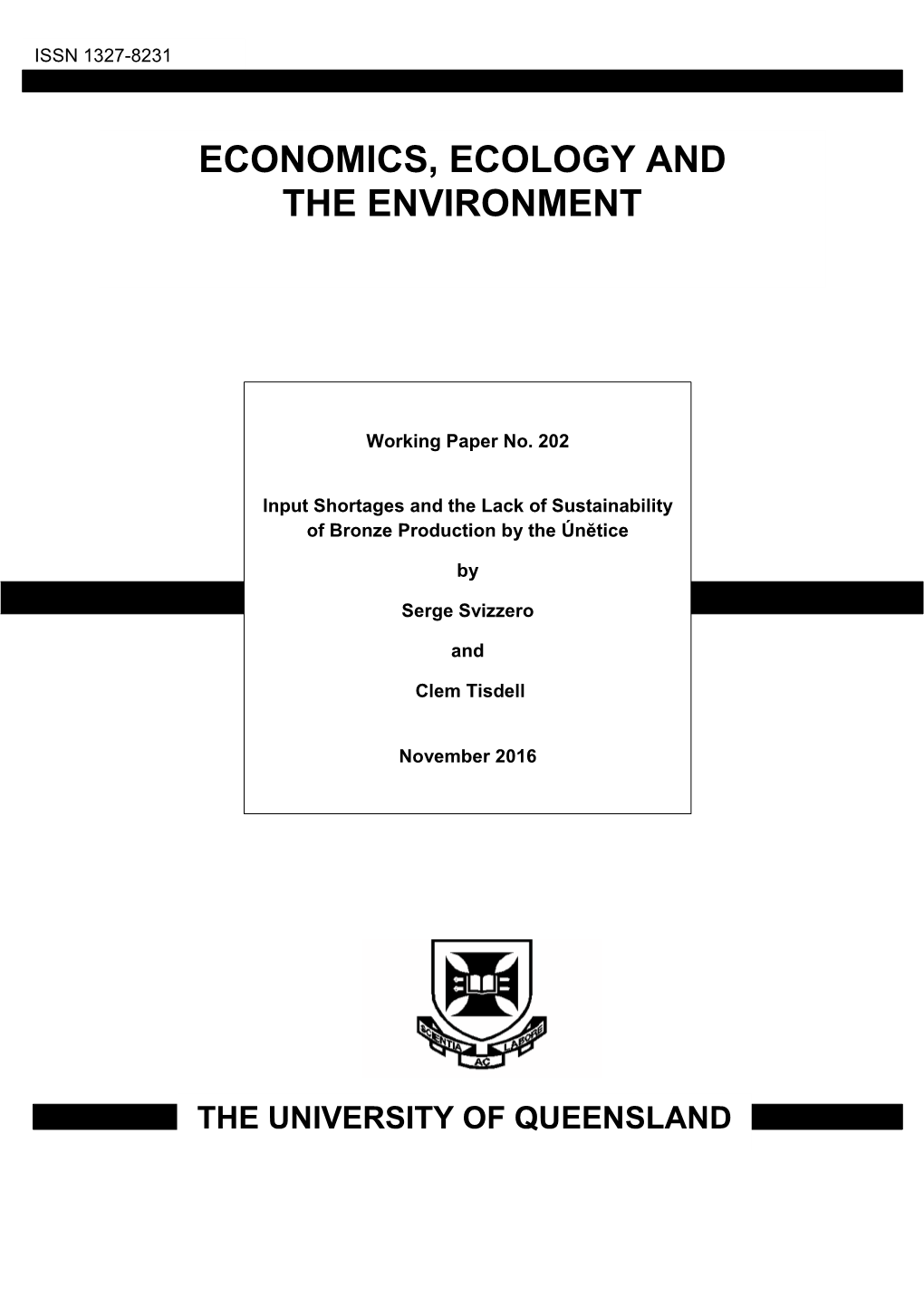 Economics, Ecology and the Environment