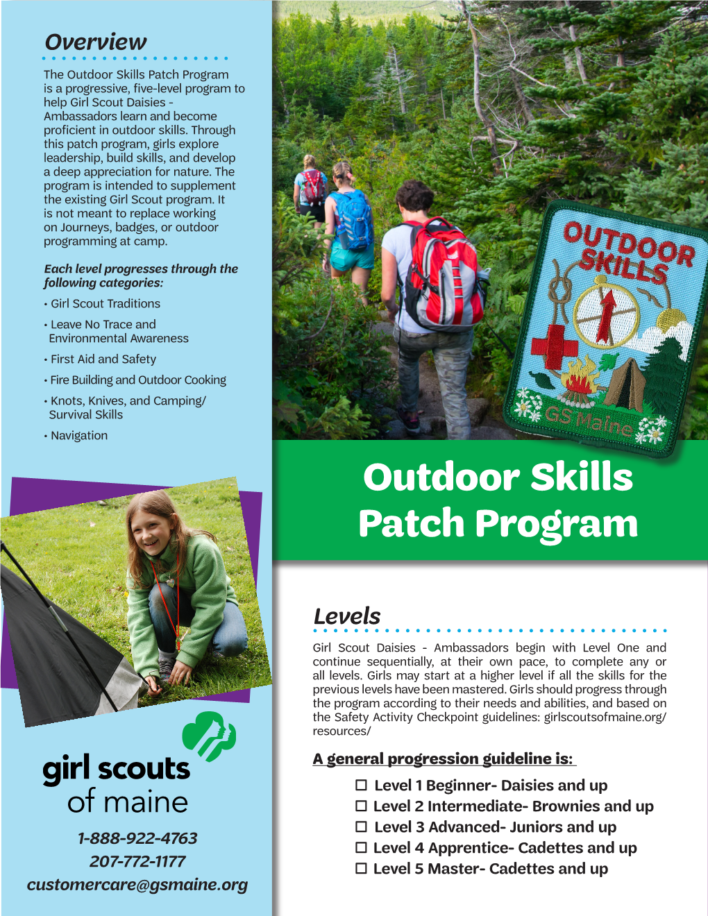 Outdoor Skills Patch Program Is a Progressive, Five-Level Program to Help Girl Scout Daisies - Ambassadors Learn and Become Proficient in Outdoor Skills