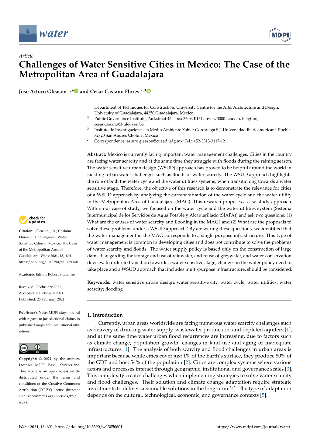 Challenges of Water Sensitive Cities in Mexico: the Case of the Metropolitan Area of Guadalajara